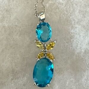 Dazzling Blue and Topaz Sterling Silver Necklace